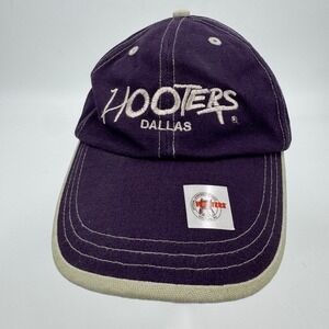 Hooters Dallas Adams Purple Cotton Adjustable Baseball Cap Hat Contrast Stitch